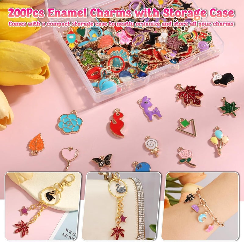 Acejoz 200Pcs Charms for Jewelry Making, Assorted Wholesale Mixed Bulk Metal Earring Bangle Charms for DIY Necklace Bracelet Jewelry Making and Crafting (Enamel Color) - Image 5